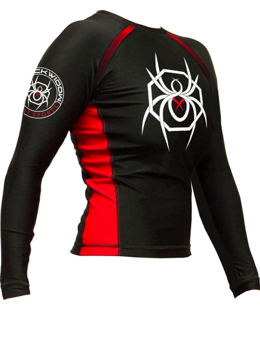Black & Red Athletic Rash Guard Top with Spider Logo